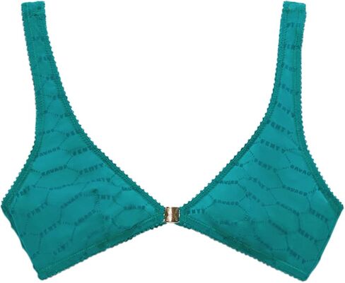 Savage X Fenty، للنساء، حمالة صدر بشعار متدفق لامع، غير مبطنة، أكواب مدببة، شبكية، لاسلكية، أخضر مخضر عميق لامع، S in Kuwait