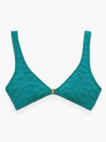 Savage X Fenty، للنساء، حمالة صدر بشعار متدفق لامع، غير مبطنة، أكواب مدببة، شبكية، لاسلكية، أخضر مخضر عميق لامع، S in Kuwait