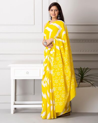Shivanya Handicrafts Indian Jaipuri Bagru Ajrak Hand Block Printed Designer Ethnic Woven Party Wear Bollywood Style Cotton Mulmul Saree for Women With Blouse Piece_SH-0819 in Saudi Arabia