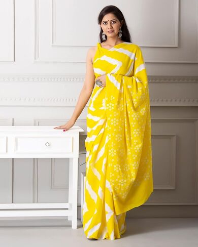 Shivanya Handicrafts Indian Jaipuri Bagru Ajrak Hand Block Printed Designer Ethnic Woven Party Wear Bollywood Style Cotton Mulmul Saree for Women With Blouse Piece_SH-0819 in Saudi Arabia