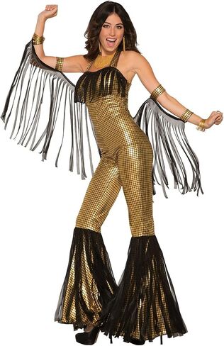 Forum Women's Disco Queen Jumpsuit Adult Costume, gold, Standard in Saudi Arabia