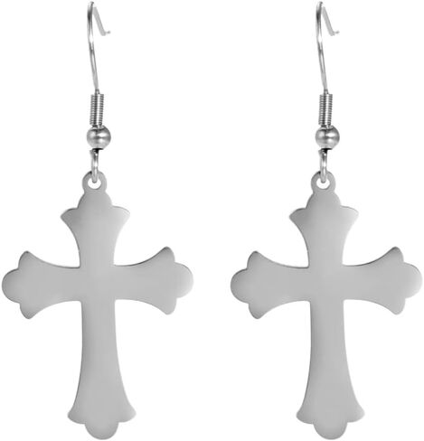 LIKGREAT Crucifix Cross Earrings Religious Jewelry Christian Gift Rounded Simple Faith Cross Dangle Earrings for Girls Women in Saudi Arabia
