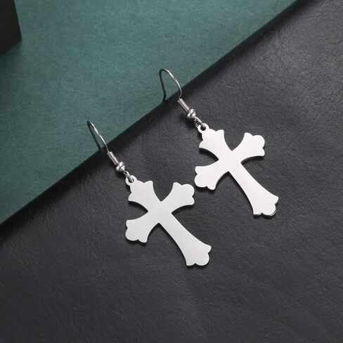 LIKGREAT Crucifix Cross Earrings Religious Jewelry Christian Gift Rounded Simple Faith Cross Dangle Earrings for Girls Women in Saudi Arabia
