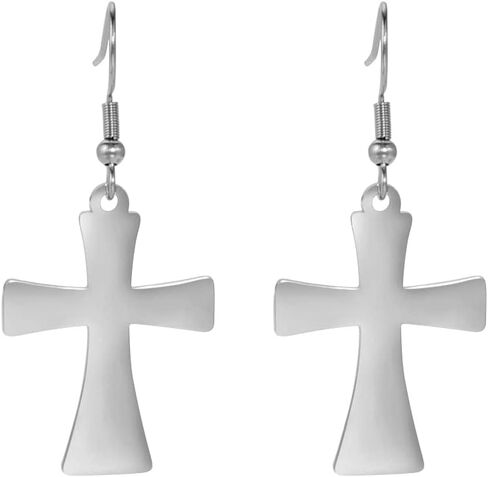 LIKGREAT Crucifix Cross Earrings Religious Jewelry Christian Gift Rounded Simple Faith Cross Dangle Earrings for Girls Women in Saudi Arabia