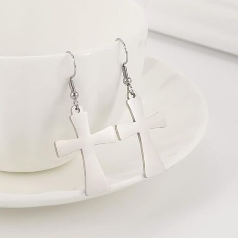 LIKGREAT Crucifix Cross Earrings Religious Jewelry Christian Gift Rounded Simple Faith Cross Dangle Earrings for Girls Women in Saudi Arabia
