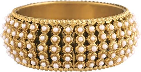 أساور I Jewels مطلية بالذهب لحفلات الزفاف الهندية مصنوعة يدويًا من تصميم Kada للنساء (عبوة من قطعة واحدة) in Saudi Arabia