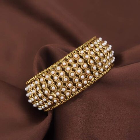 أساور I Jewels مطلية بالذهب لحفلات الزفاف الهندية مصنوعة يدويًا من تصميم Kada للنساء (عبوة من قطعة واحدة) in Saudi Arabia