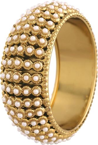 أساور I Jewels مطلية بالذهب لحفلات الزفاف الهندية مصنوعة يدويًا من تصميم Kada للنساء (عبوة من قطعة واحدة) in Saudi Arabia