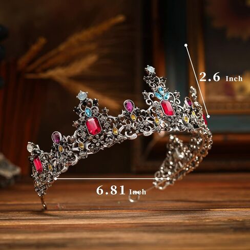 تيجان باروك عتيقة من MMK للنساء - تيجان وتاج للنساء - تاج الأميرة للفتيات للهالوين/الكريسماس/الحفلة الراقصة in Kuwait