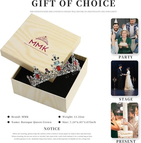 تيجان باروك عتيقة من MMK للنساء - تيجان وتاج للنساء - تاج الأميرة للفتيات للهالوين/الكريسماس/الحفلة الراقصة in Kuwait