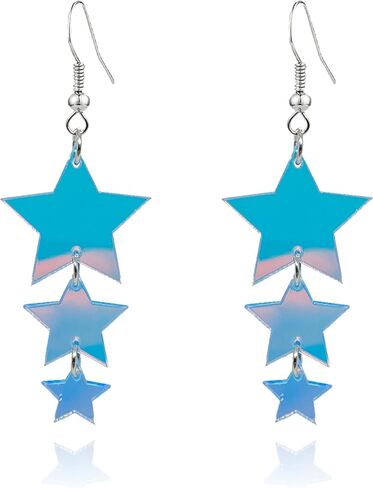 QUPENGXU Dazzle Star Long Tassel Drop Dangle Earrings Acrylic Lucky Meteor Star Earrings For Women Girls in Saudi Arabia