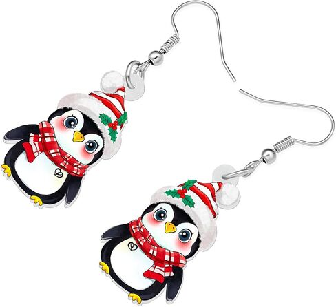 Acrylic Cute Christmas Hat Penguin Earrings Dangle Drop Anime Scarf Animals Jewelry Gifts for Women Girls Kids Party Favors Decor in Saudi Arabia