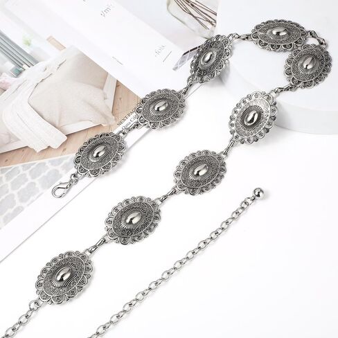 Western Chain Belt for Women, Country Concert Outfits Belts Cowgirl Waist Links Belt Adjustable Metal Concho Belt in Saudi Arabia