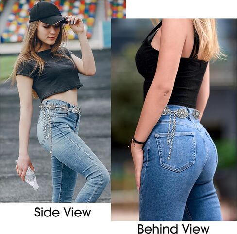 Western Chain Belt for Women, Country Concert Outfits Belts Cowgirl Waist Links Belt Adjustable Metal Concho Belt in Saudi Arabia