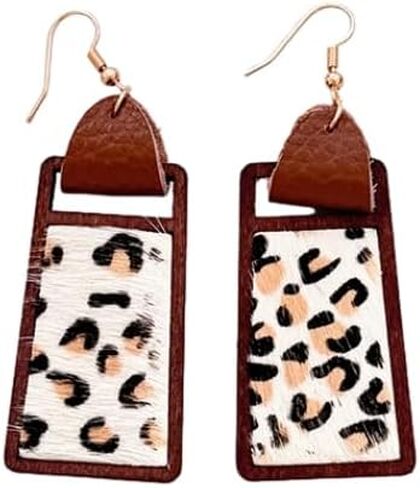 بوهيميا قبعات رعاة البقر الغربية أقراط البقر ليوبارد طباعة الجلود الخشب استرخى إسقاط أقراط راعية البقر خفيفة الوزن للنساء مجوهرات للبنات هدية in Kuwait