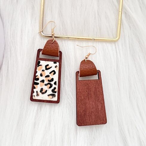 بوهيميا قبعات رعاة البقر الغربية أقراط البقر ليوبارد طباعة الجلود الخشب استرخى إسقاط أقراط راعية البقر خفيفة الوزن للنساء مجوهرات للبنات هدية in Kuwait