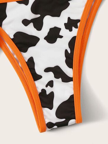 COZYEASE Women's 2 Piece Cow Print Halter Triangle Swimsuit High Cut Bikini Set Casual Cute Bathing Suit in Saudi Arabia