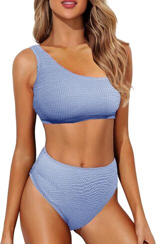بدلة سباحة بيكيني نسائية من GOLDSTITCH مكونة من قطعتين بدون أكتاف وخصر عالي in Kuwait
