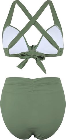 ارتفع الساحلية المرأة بيكيني المايوه تويست الجبهة ملابس السباحة Crossback مثير عالية مخصر قطعتين ثوب السباحة in Kuwait