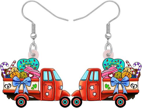 LONYOO Acrylic Novelty Dessert Car Truck Earrings Dangle Drop Sweet Foods Jewelry Ice Cream Gifts for Women Girls Charms in Kuwait