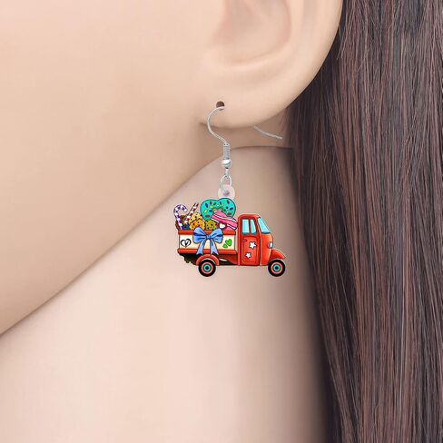 LONYOO Acrylic Novelty Dessert Car Truck Earrings Dangle Drop Sweet Foods Jewelry Ice Cream Gifts for Women Girls Charms in Kuwait