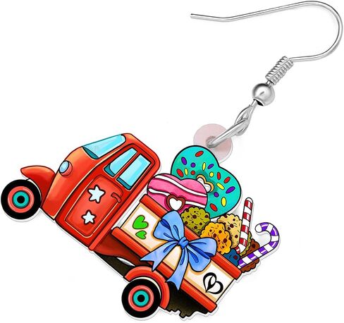 LONYOO Acrylic Novelty Dessert Car Truck Earrings Dangle Drop Sweet Foods Jewelry Ice Cream Gifts for Women Girls Charms in Kuwait