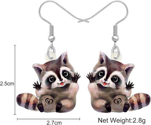 4 Types Acrylic Grey Cute Northern Raccoon Earrings Print Dangle Drop Jewelry for Women Girls Teens Party Gifts in Saudi Arabia