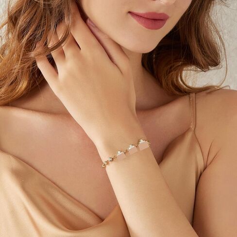 سوار FIORICASA Gold Lucky Four Leaf Clover للنساء، من الفولاذ المقاوم للصدأ مطلي بالذهب عيار 18 قيراط، قابل للتعديل (3 البرسيم والزركونيا المكعبة) in Kuwait