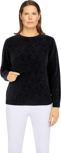 Alfred Dunner Womens Chenille Cable Stitch Sweater in Kuwait
