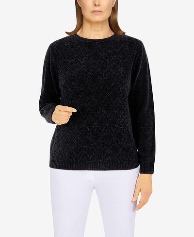 Alfred Dunner Womens Chenille Cable Stitch Sweater in Kuwait