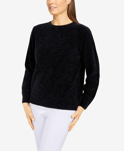 Alfred Dunner Womens Chenille Cable Stitch Sweater in Kuwait