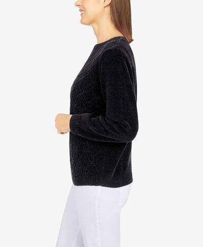 Alfred Dunner Womens Chenille Cable Stitch Sweater in Kuwait