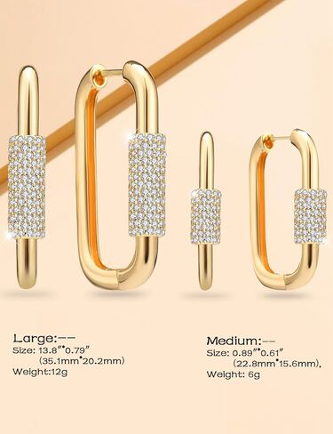 Richapex Gold Hoop Earrings for Women 18K Gold Plated Trendy Small Hoop Earrings Hypoallergenic Rectangle Thick Earrings with Cubic Zirconia in Saudi Arabia