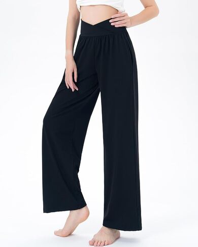 Kivdol 3Pack Women's Wide Leg Casual Loose Pants Yoga Sweatpants Comfy Crossover High Waisted Lounge Pajama Flowy Pants with Pockets in Saudi Arabia