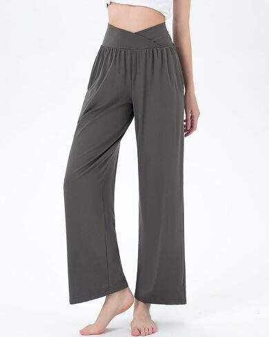 Kivdol 3Pack Women's Wide Leg Casual Loose Pants Yoga Sweatpants Comfy Crossover High Waisted Lounge Pajama Flowy Pants with Pockets in Saudi Arabia