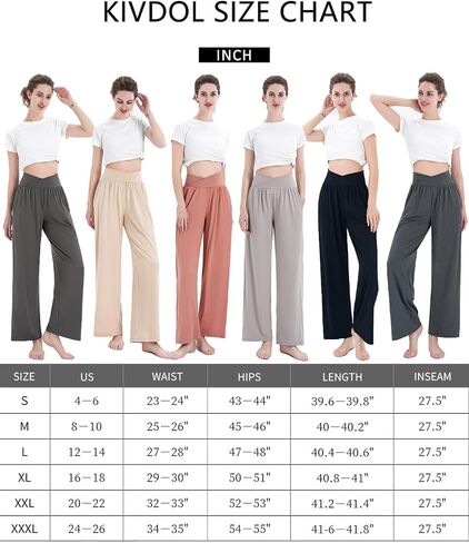 Kivdol 3Pack Women's Wide Leg Casual Loose Pants Yoga Sweatpants Comfy Crossover High Waisted Lounge Pajama Flowy Pants with Pockets in Saudi Arabia