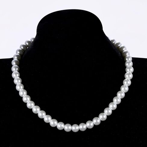 AOOVOO Pearl Necklace and Earring Set 6,8,10mm Round Simulated Shell White Pearl Necklace Set Includes Stunning Bracelet and Dangle Earrings 3 Piece, Faux Pearl Jewelry Set for Women Girls in Kuwait
