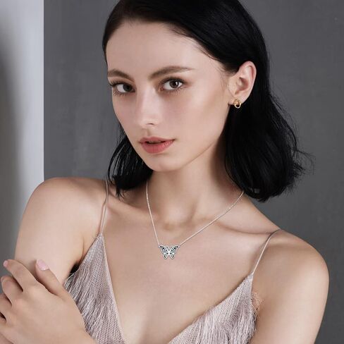 لوتس اند ليف قلادة على شكل فراشة من الفضة الاسترليني عيار 925، مجوهرات سلتيك على شكل فراشة، هدايا للنساء والفتيات، فضة استرلينية، بدون احجار كريمة in Kuwait