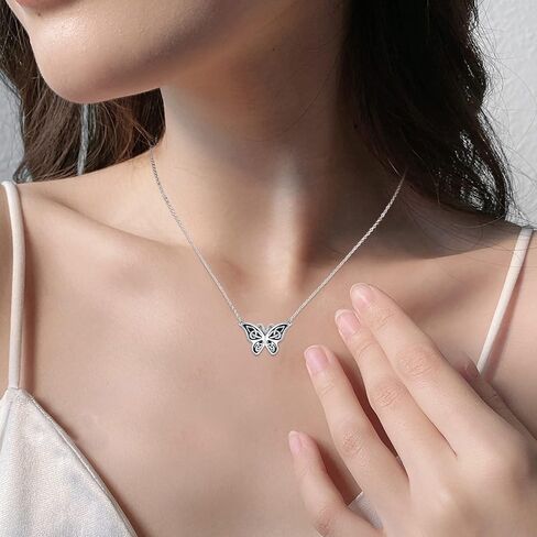 لوتس اند ليف قلادة على شكل فراشة من الفضة الاسترليني عيار 925، مجوهرات سلتيك على شكل فراشة، هدايا للنساء والفتيات، فضة استرلينية، بدون احجار كريمة in Kuwait