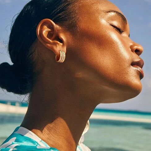 LOYATA Huggies Hoops Earrings for Women 14K Gold Plated Hoop Earrings Cubic Zirconia Diamond Dainty Earrings Hypoallergenic Simple Jewelry Gift for Women Girls in Kuwait