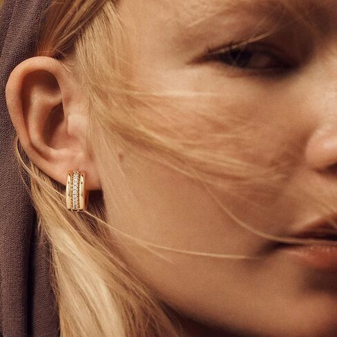 LOYATA Huggies Hoops Earrings for Women 14K Gold Plated Hoop Earrings Cubic Zirconia Diamond Dainty Earrings Hypoallergenic Simple Jewelry Gift for Women Girls in Kuwait