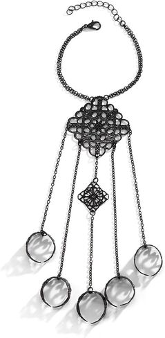 سوار سلسلة بشراشيب بطبقات من دبليو زد ان بي بوي مع خاتم اصبع، سلسلة قوطية قابلة للتعديل، سوار حلقي مفتوح قابل للتعديل، سوار يدوي للهالوين والحفلات التنكرية للنساء in Kuwait