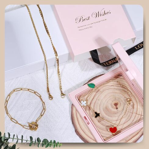 Gold Bracelets for Women Waterproof,18k Gold Plated Dainty Bracelets Set,Layered Chain &Paperclip Bracelets,Cute Stackable Adjustable Trendy Link Bracelets,Women Girls Jewelry Gifts in Kuwait