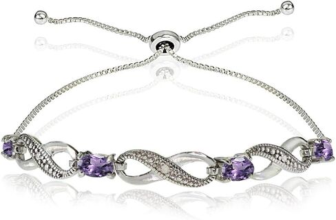 B. BRILLIANT Sterling Silver Genuine or Synthetic Gemstone Infinity Bolo Adjustable Bracelet in Saudi Arabia