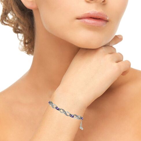 B. BRILLIANT Sterling Silver Genuine or Synthetic Gemstone Infinity Bolo Adjustable Bracelet in Saudi Arabia