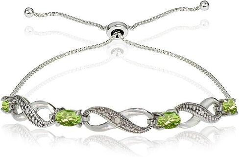 B. BRILLIANT Sterling Silver Genuine or Synthetic Gemstone Infinity Bolo Adjustable Bracelet in Saudi Arabia