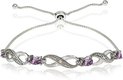 B. BRILLIANT Sterling Silver Genuine or Synthetic Gemstone Infinity Bolo Adjustable Bracelet in Saudi Arabia