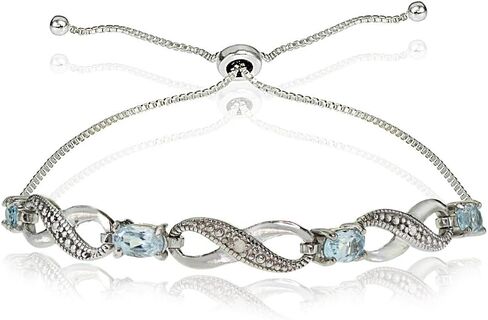 B. BRILLIANT Sterling Silver Genuine or Synthetic Gemstone Infinity Bolo Adjustable Bracelet in Saudi Arabia