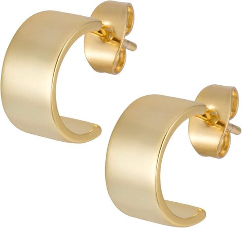 18K Gold Plated Small Gold Hoop Earrings for Women | Petite Round C-Shaped Hoops Post Stud Earrings in Saudi Arabia