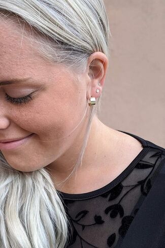 18K Gold Plated Small Gold Hoop Earrings for Women | Petite Round C-Shaped Hoops Post Stud Earrings in Saudi Arabia